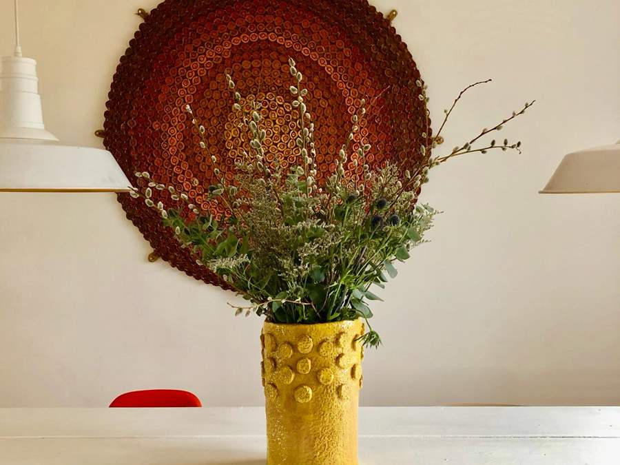 Buttoned Up vase yellow